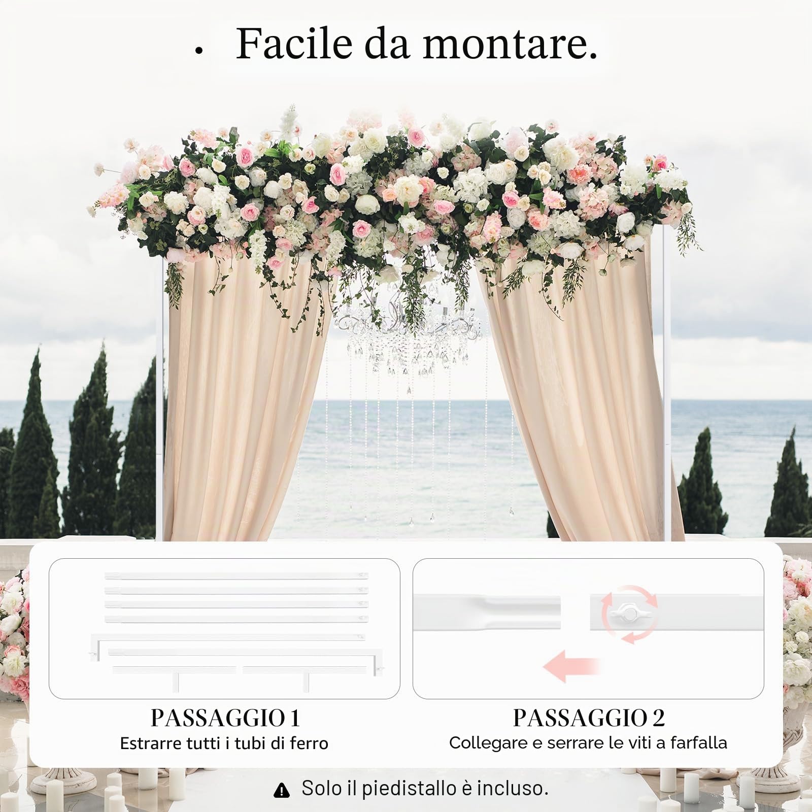 TiryyDrela Arco matrimonio bianco 2x2m ferro zincato