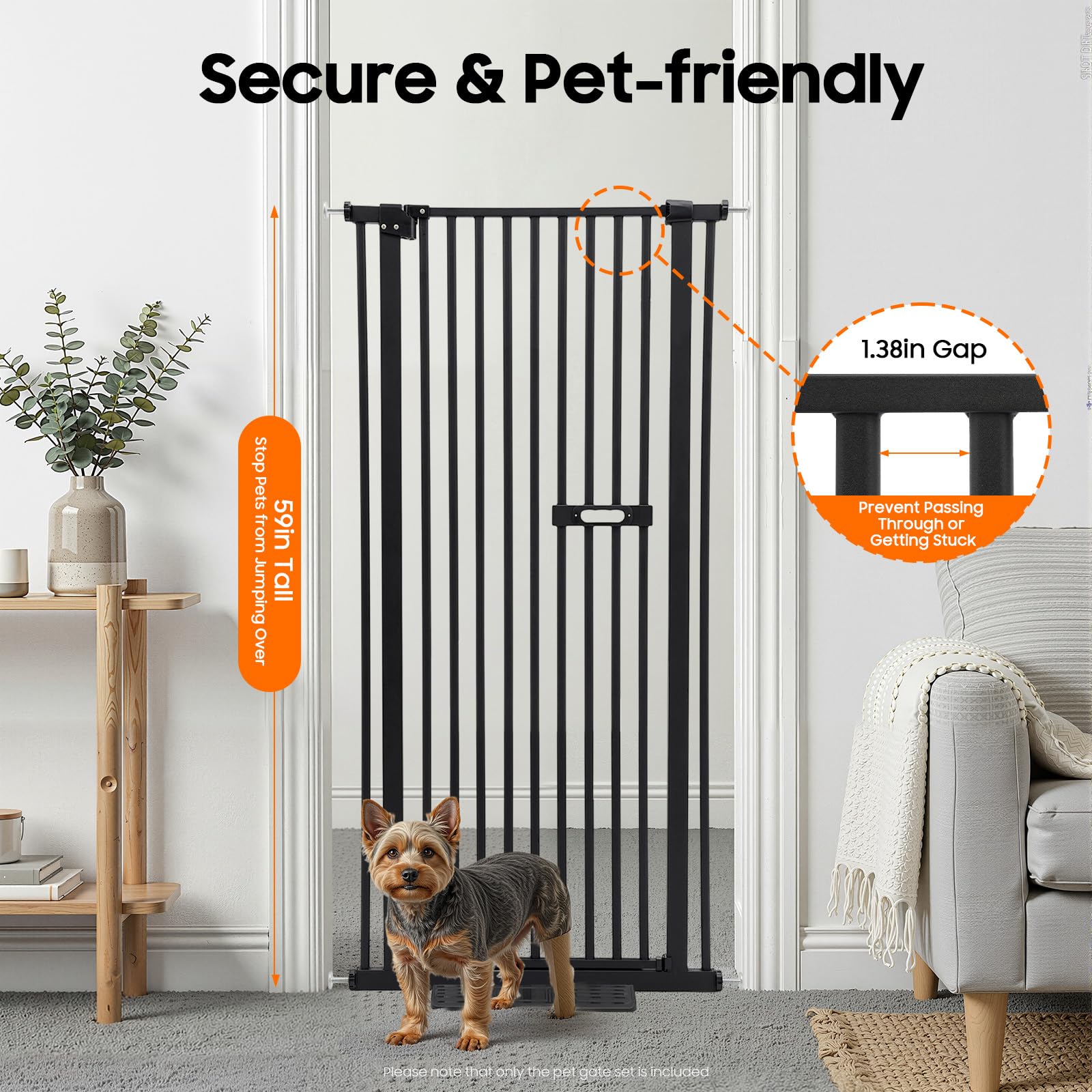 TiryyDrela cancelletto cani e gatti 150 cm 76-85 cm nero
