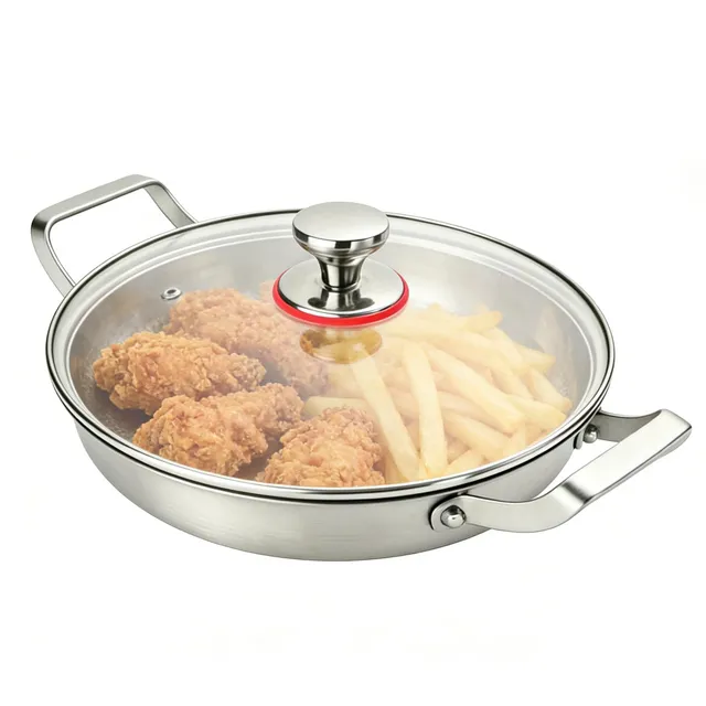 TiryyDrela padella acciaio inox 26 cm con coperchio vetro