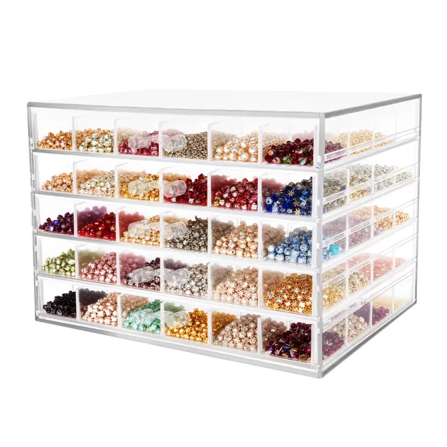 TiryyDrela Organizer Acrilico 120 Scomparti 5 Cassetti Trasparente