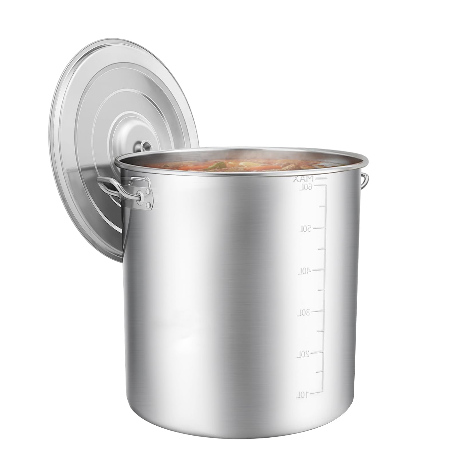 TiryyDrela Pentola 70L Acciaio Inox con Coperchio 45 cm