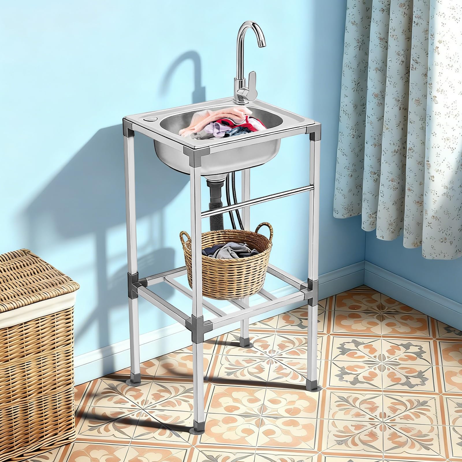TiryyDrela Lavello Acciaio Inox 1 Vasca Autoportante con Rubinetto