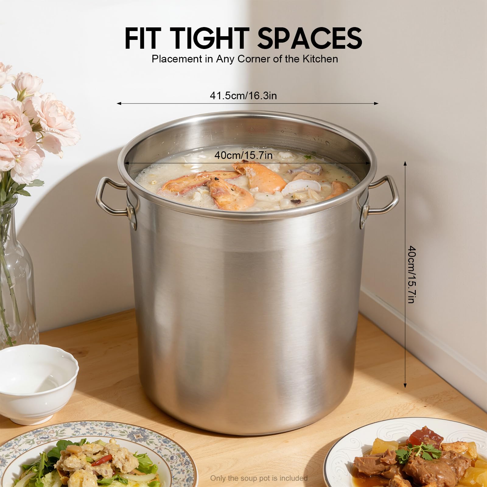 TiryyDrela Pentola Acciaio Inox 50 L Ø40 cm con Coperchio