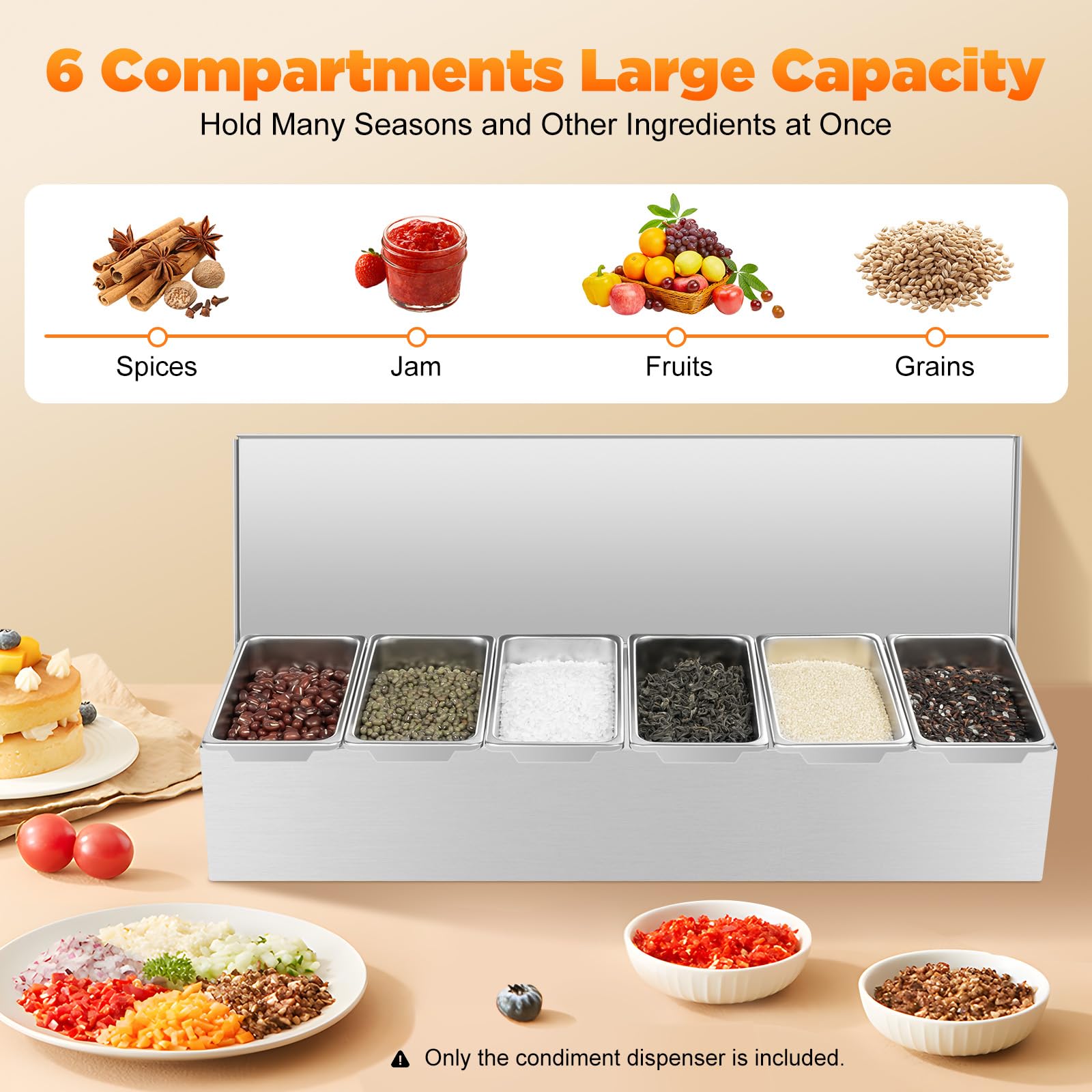 TiryyDrela Portaspezie 6 Scomparti Acciaio Inox 450 ml