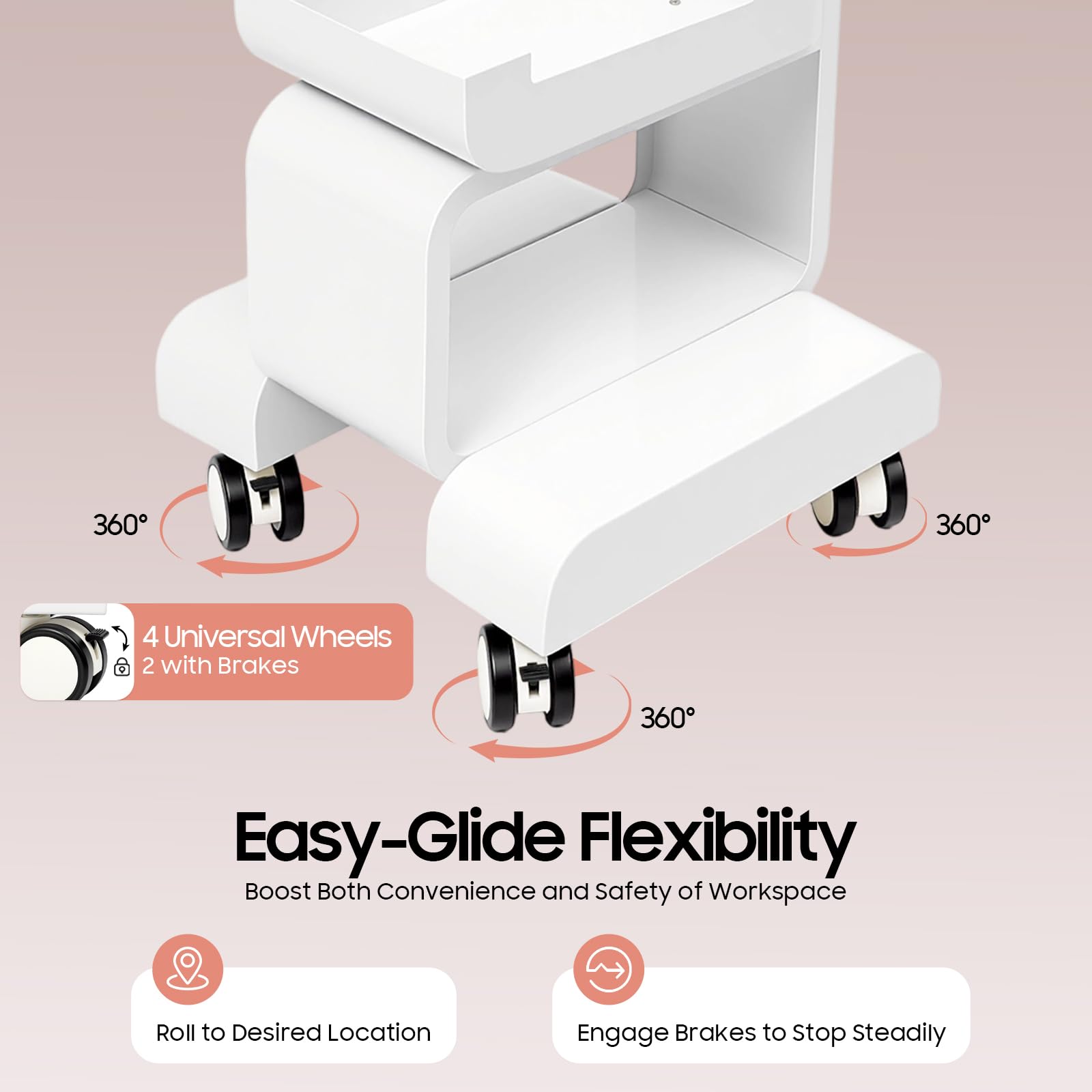 TiryyDrela Carrello Parrucchiere Mobile Bianco 76 cm 15 kg