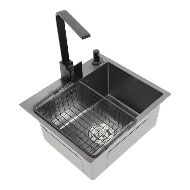 TiryyDrela Lavello Cucina Inox con Rubinetto 1 Vasca Nano Grigio