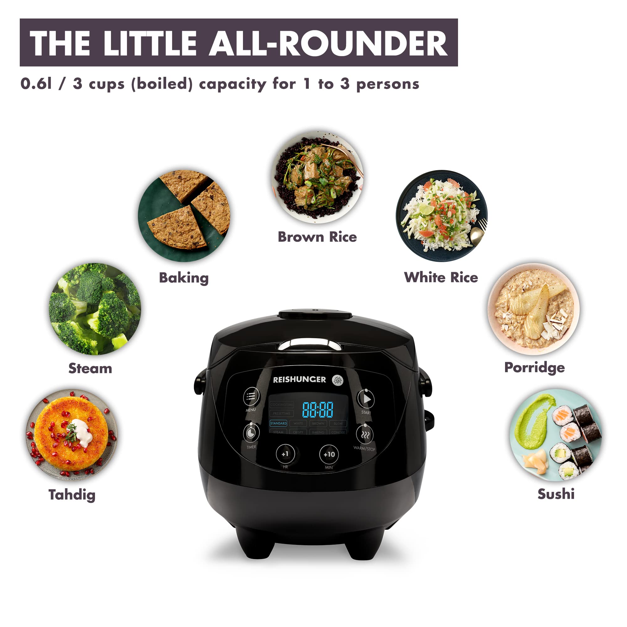 Reishunger Mini cuociriso digitale menta 8 programmi