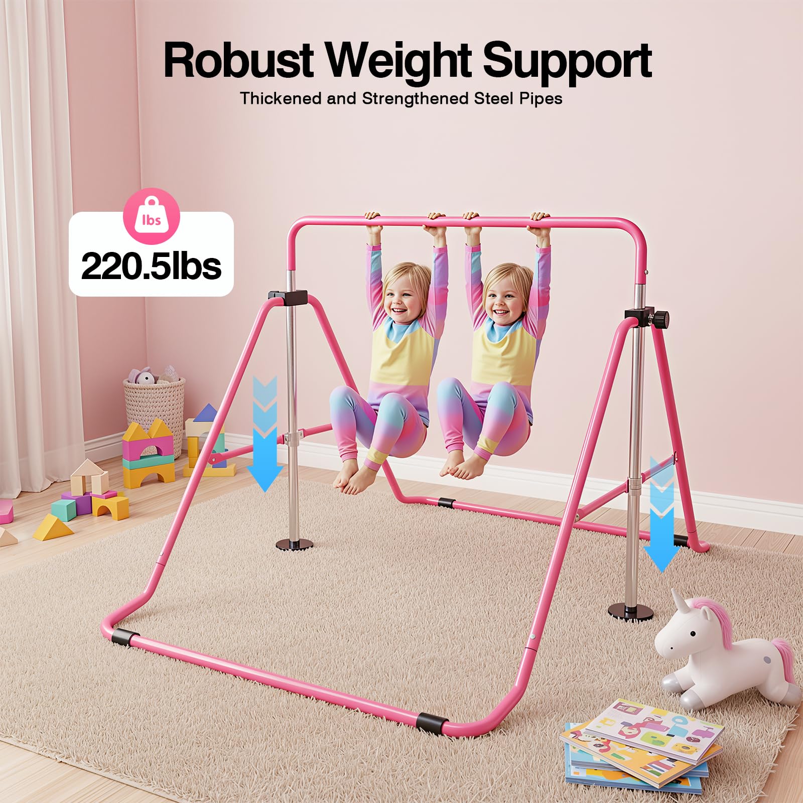 TiryyDrela Barra Ginnastica Bambini Pieghevole Rosa