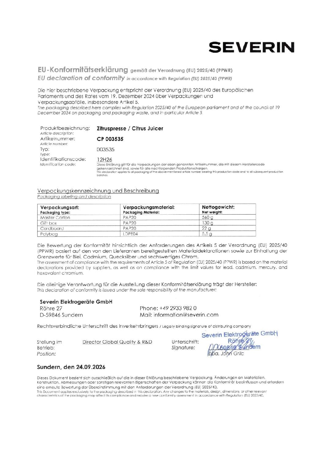 SEVO spremiagrumi elettrico 1 l con 2 coni