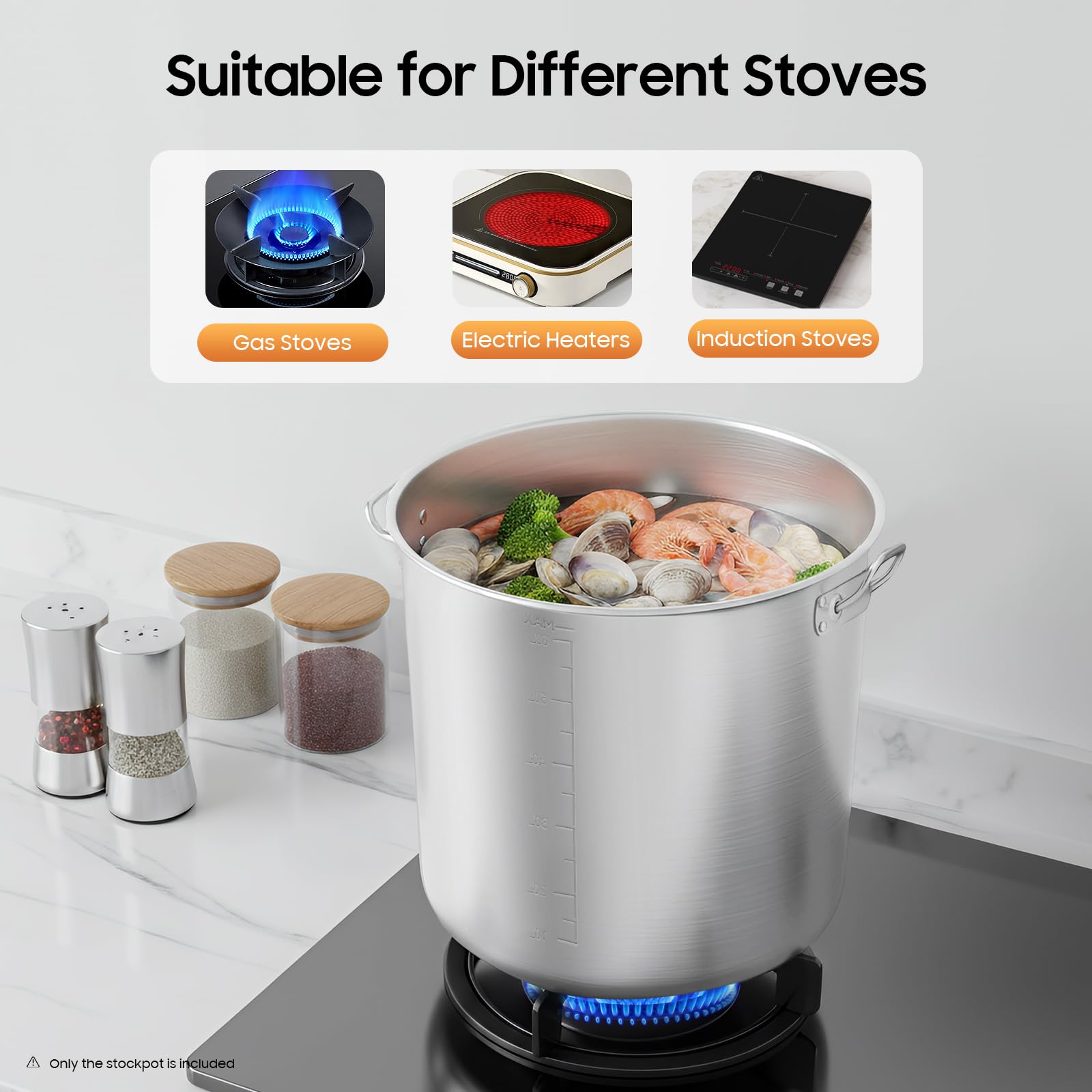 TiryyDrela Pentola 70L Acciaio Inox con Coperchio 45 cm