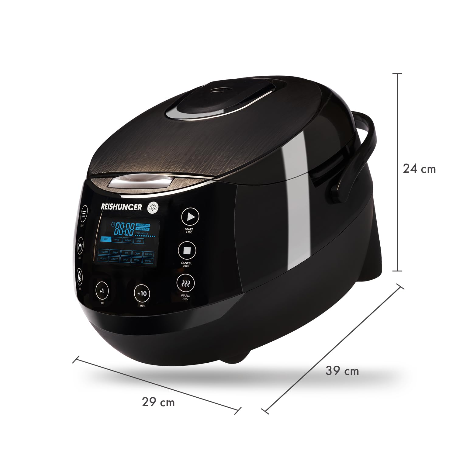Reishunger Digitale Cuociriso 1,5 L Nero per 8 Persone