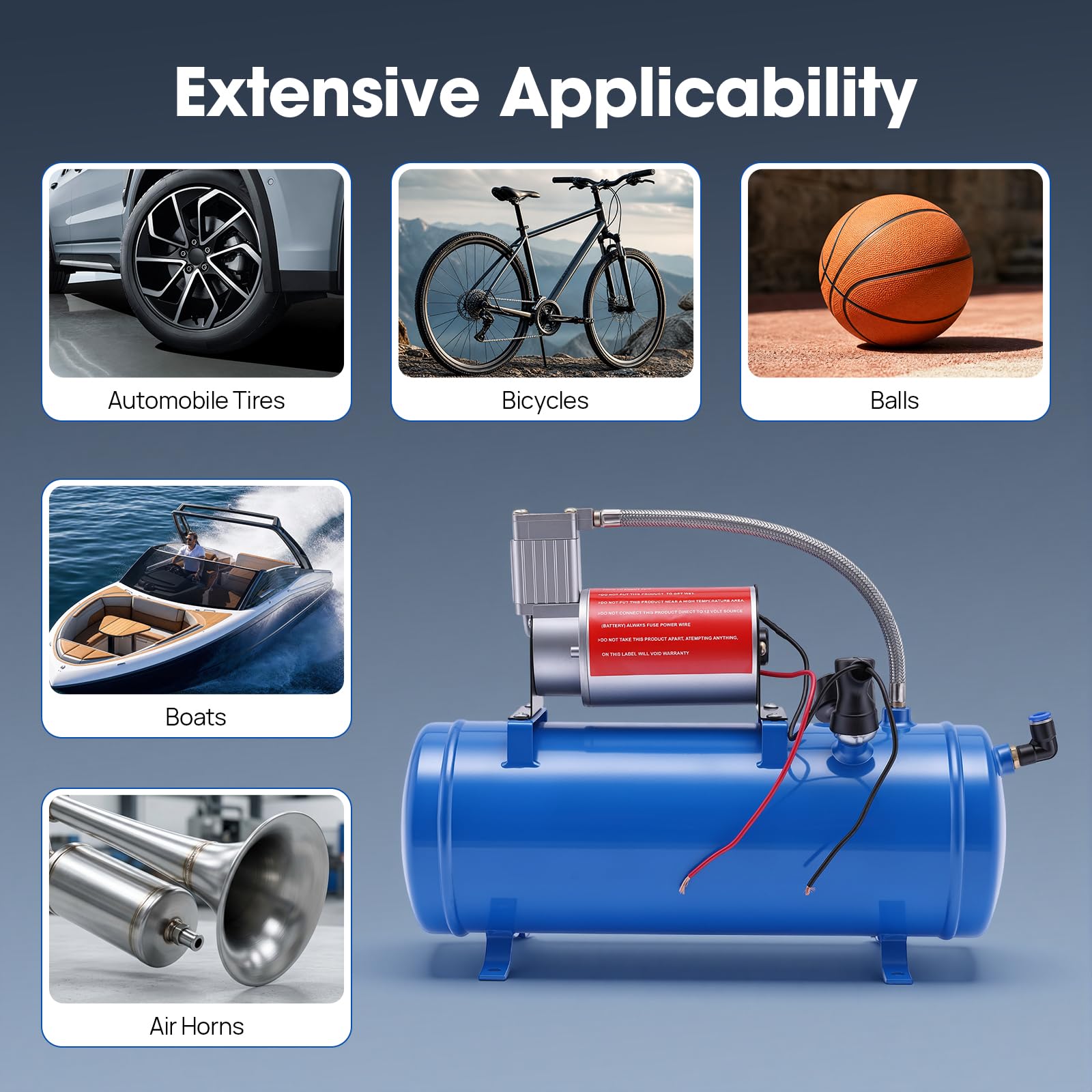 TiryyDrela Compressore Aria 12V 6L Blu 100 PSI Portatile