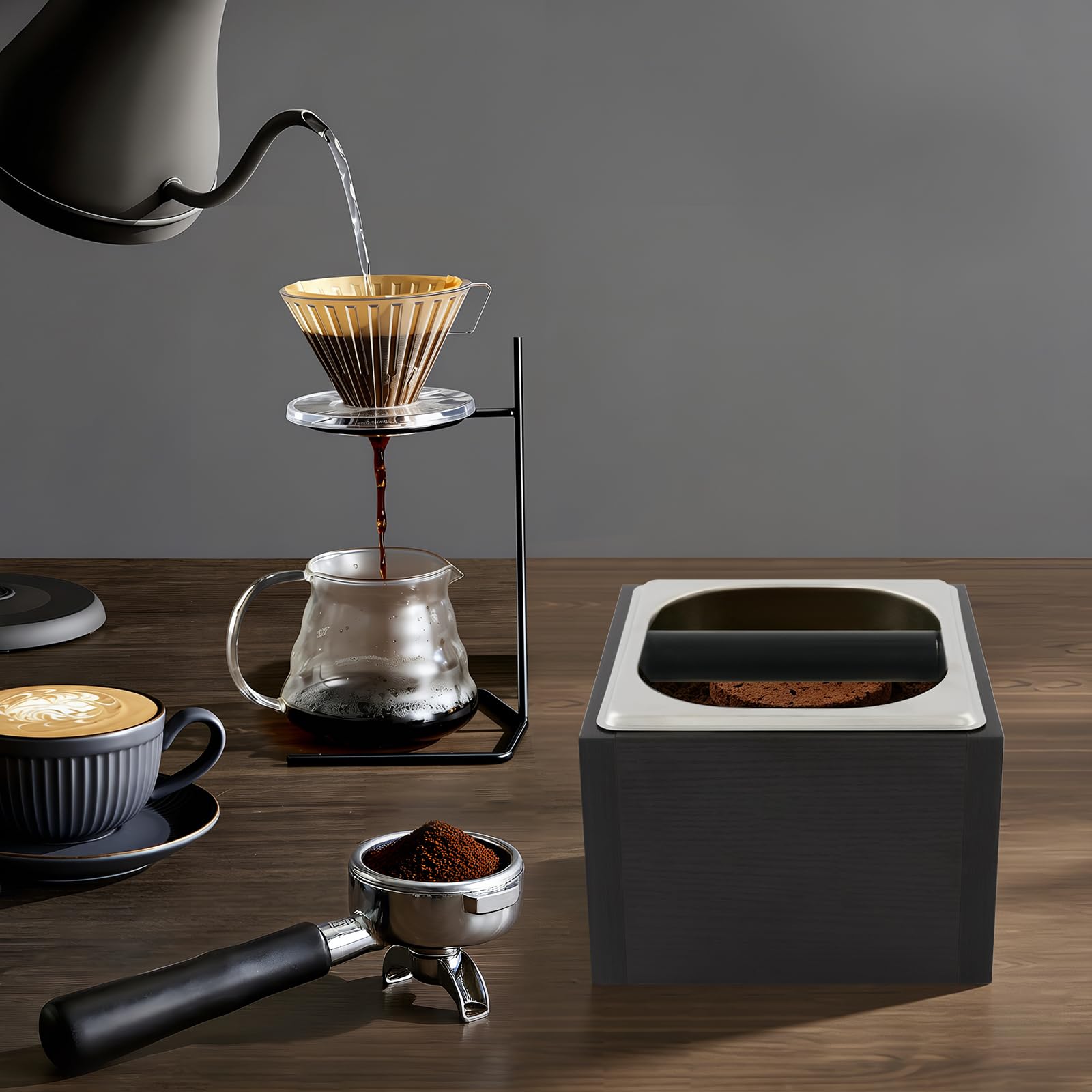 TiryyDrela Knock Box Caffè 1500 ml Acciaio Inox Antiscivolo