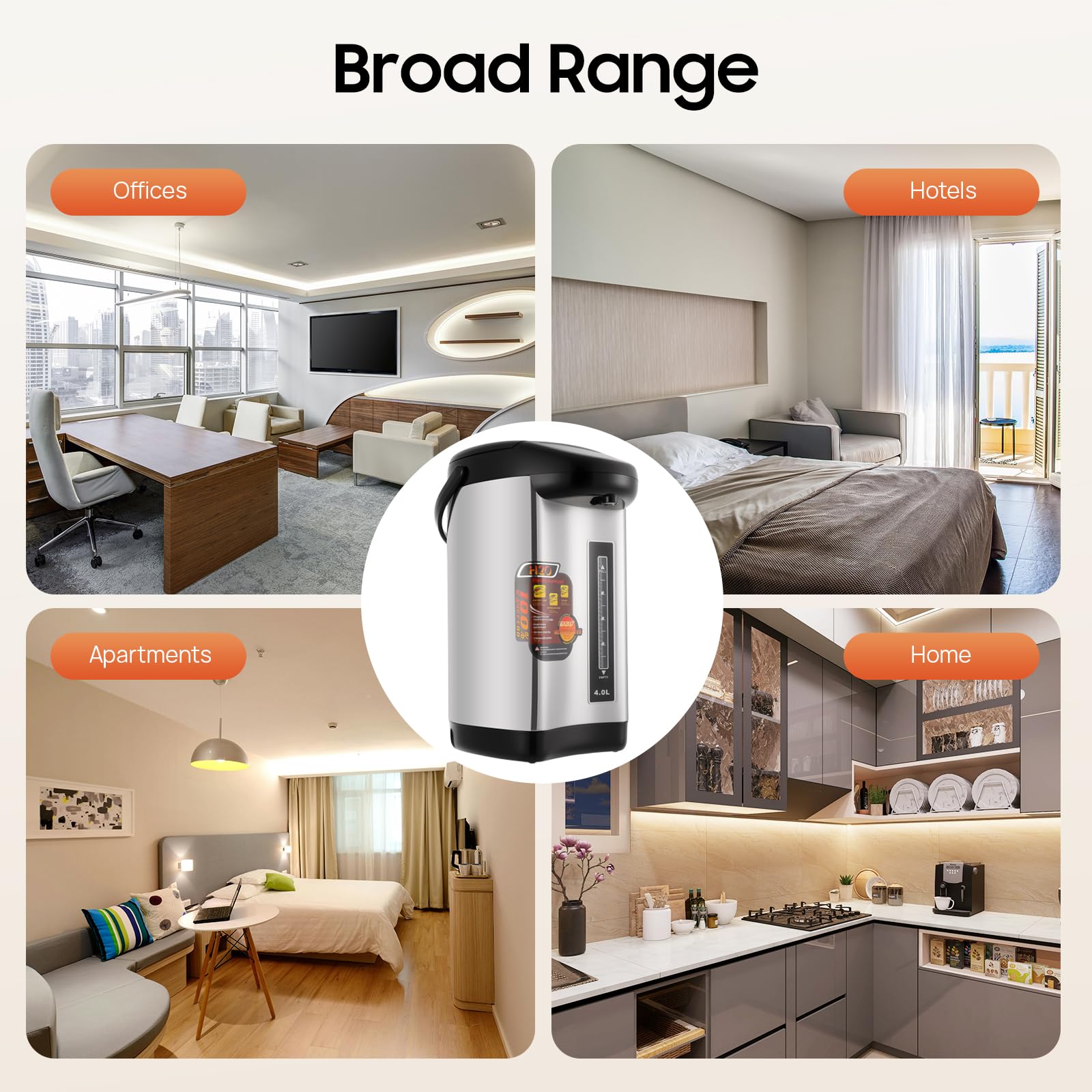 TiryyDrela Bollitore Elettrico 4L Termico 750W Mantenimento