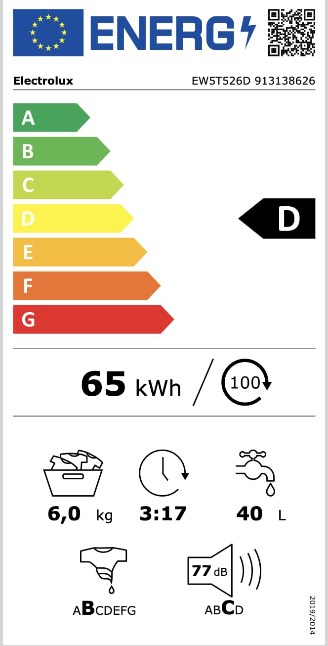 Electrolux EW5T526D lavatrice carica dall'alto 6 kg bianca