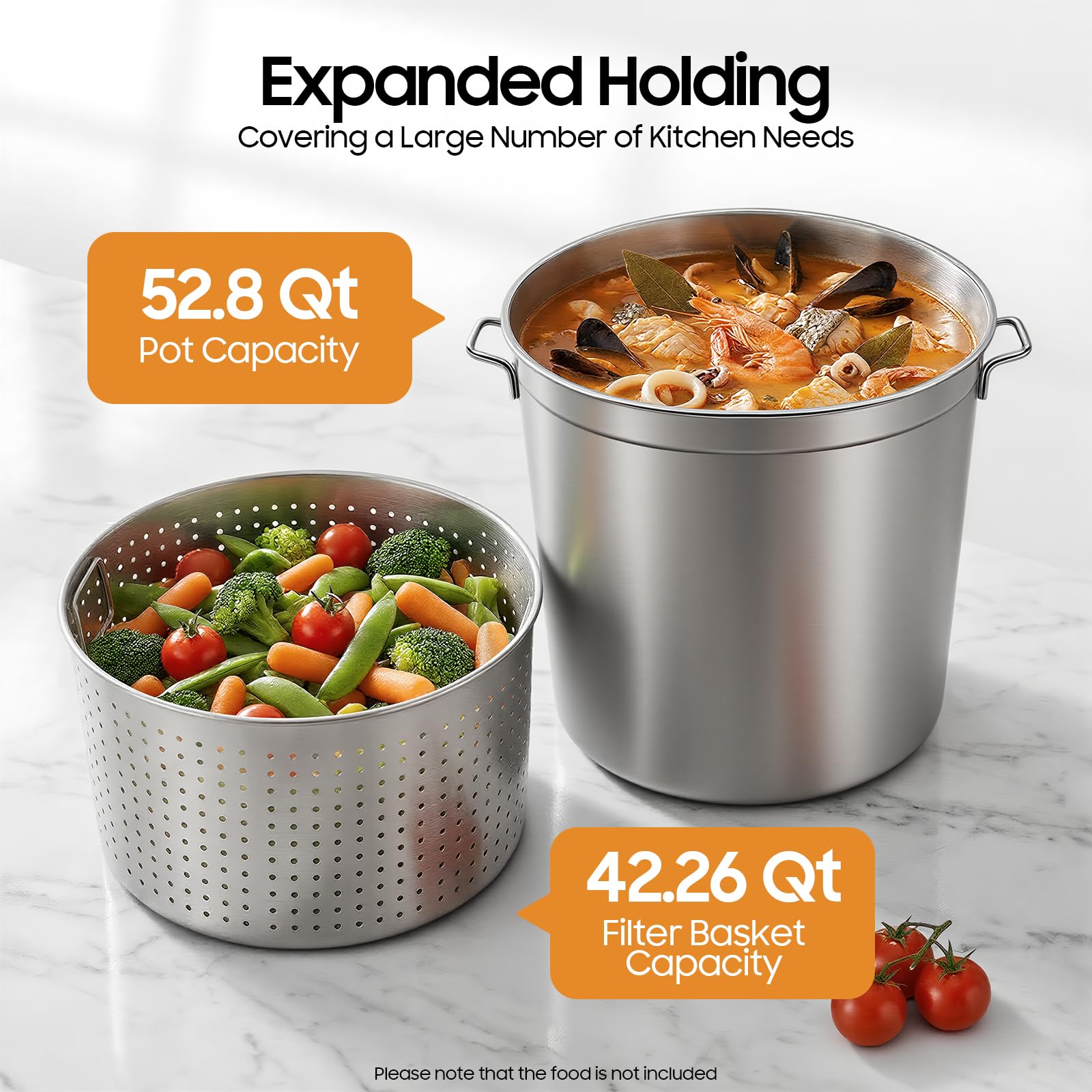 TiryyDrela pentola inox 50 L con cestello e coperchio