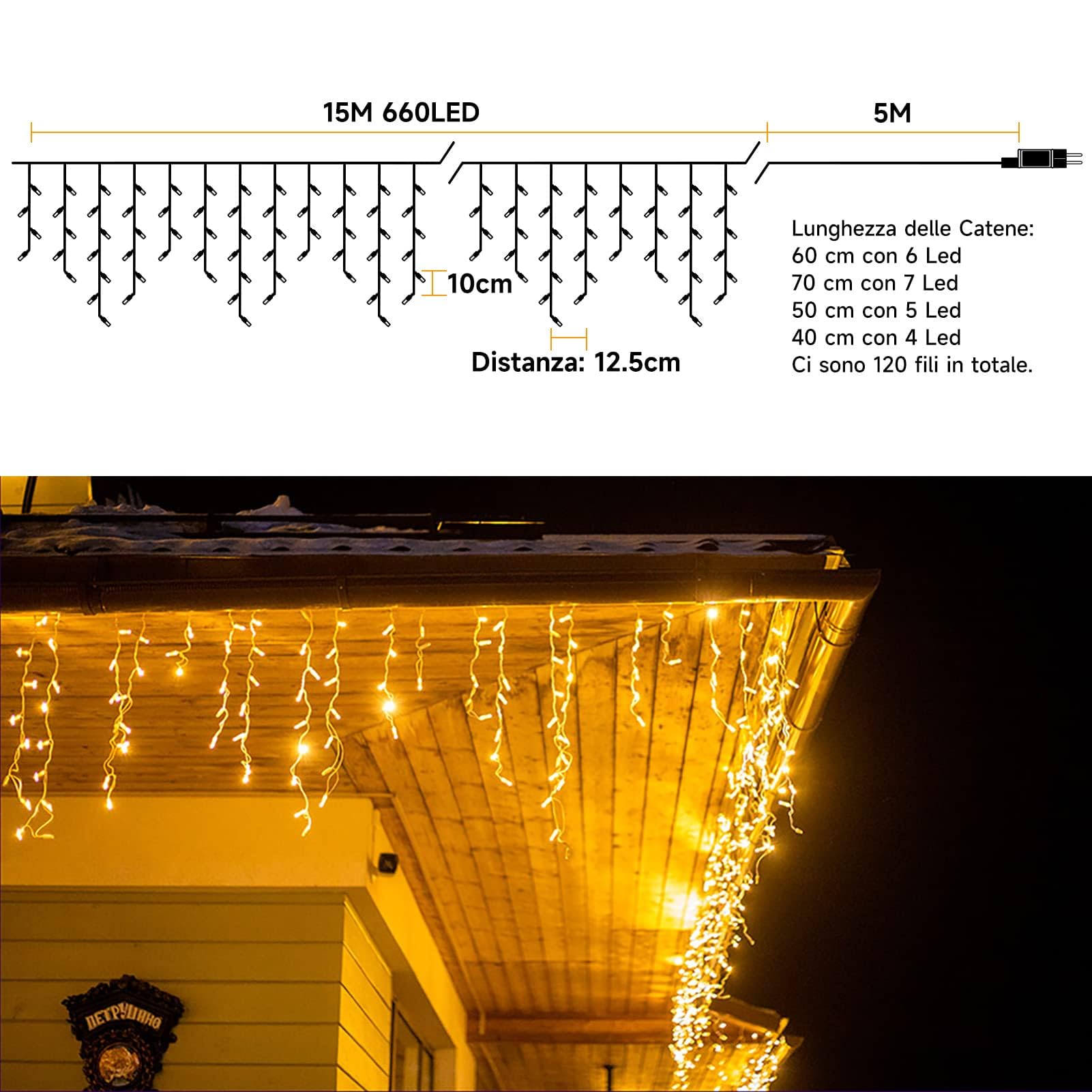WOWDSGN Tenda Luminosa 15M 660 LED luci Natale bianco caldo