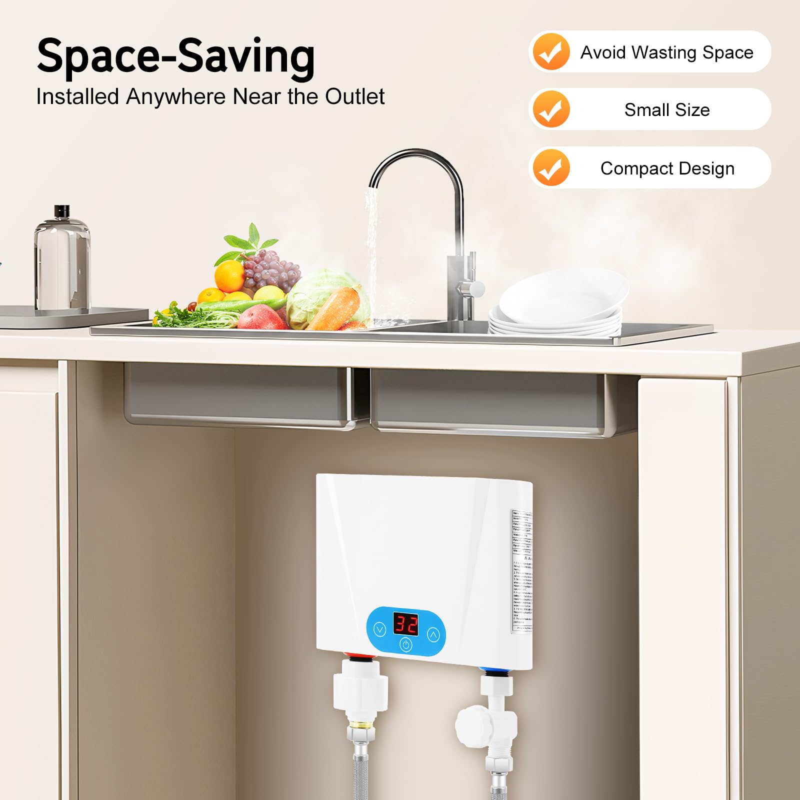 TiryyDrela Scaldabagno Istantaneo 5500W Touch 30-55°C