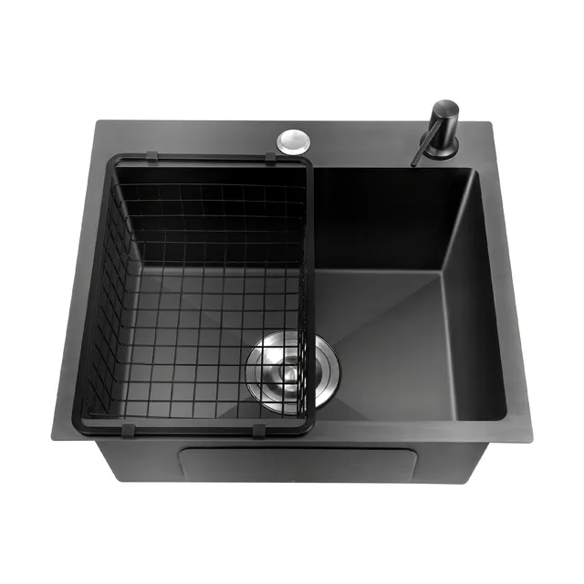 TiryyDrela Lavello Cucina Inox Nero 1 Vasca Antigraffio Accessoriato