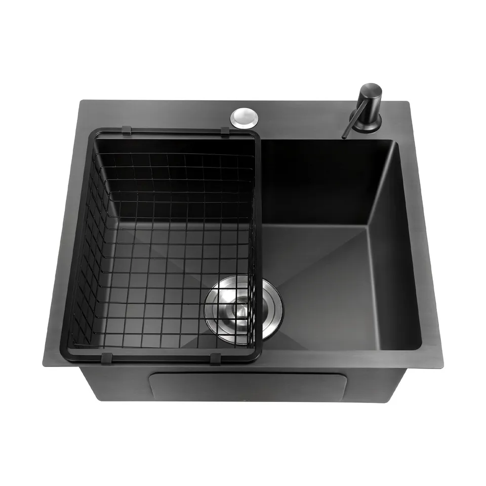 TiryyDrela Lavello Cucina Inox Nero 1 Vasca Antigraffio Accessoriato