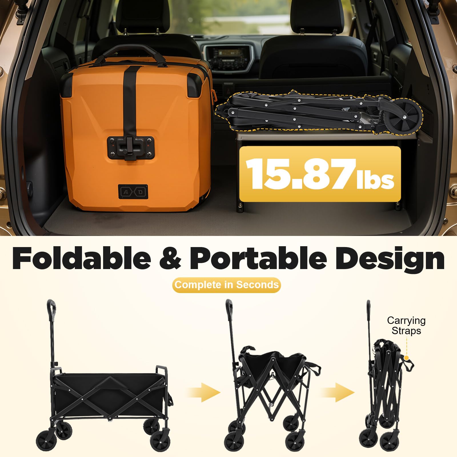 TiryyDrela Carrello Pieghevole 80 kg Nero 67x46x36 cm
