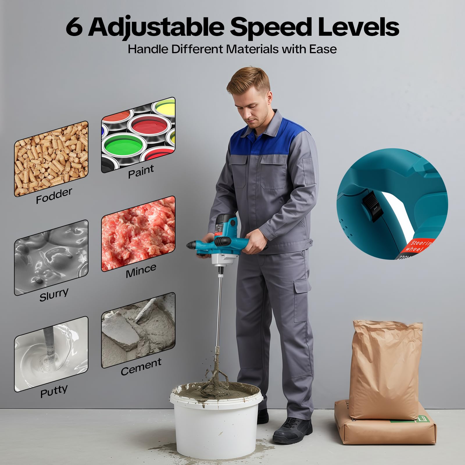 TiryyDrela Miscelatore Elettrico 2100W 6 Velocità M14