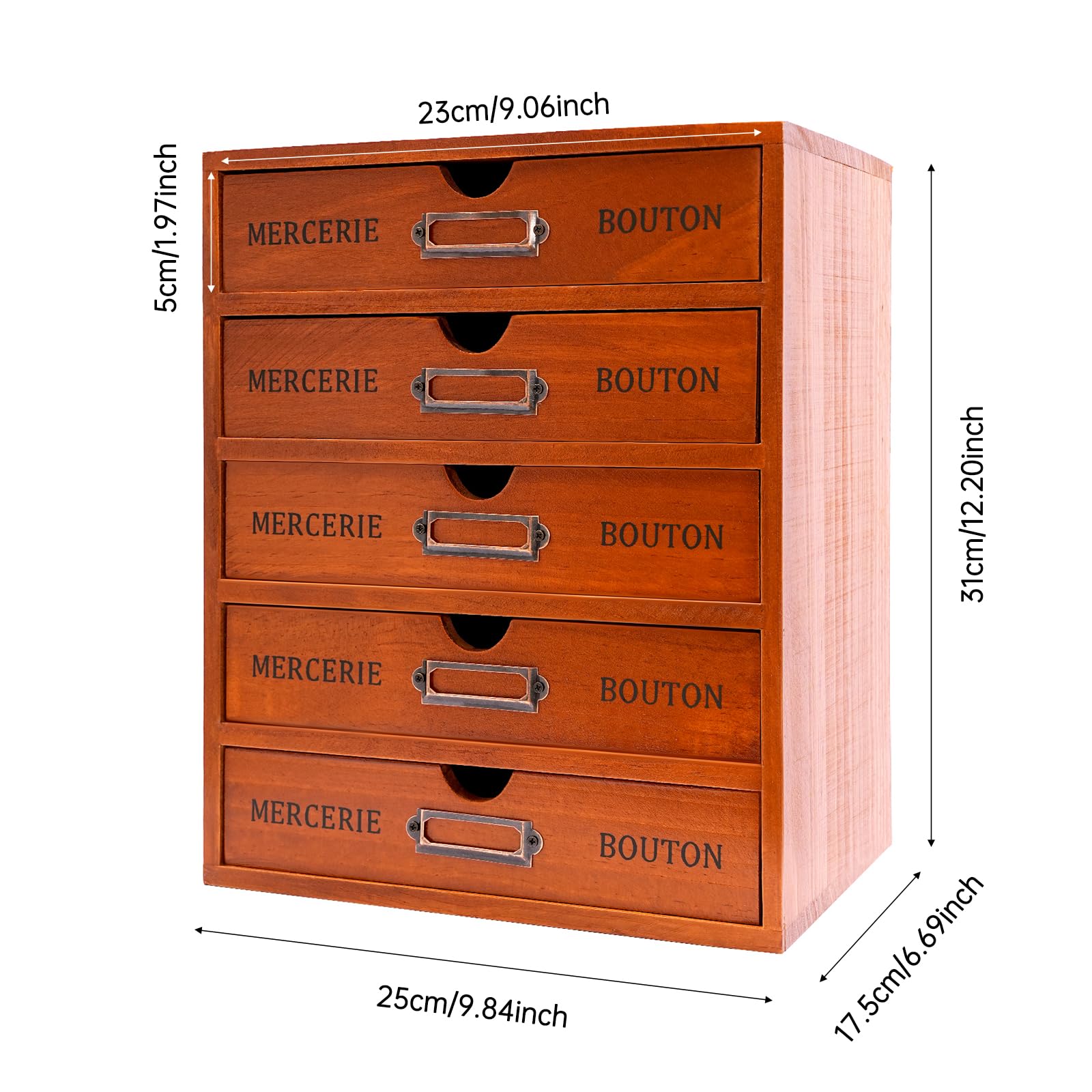 TiryyDrela organizer scrivania legno 5 cassetti marrone